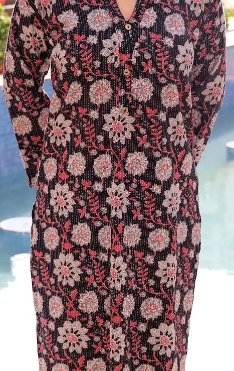 Ethnic Printed Katha Work Pure Cotton Kurti