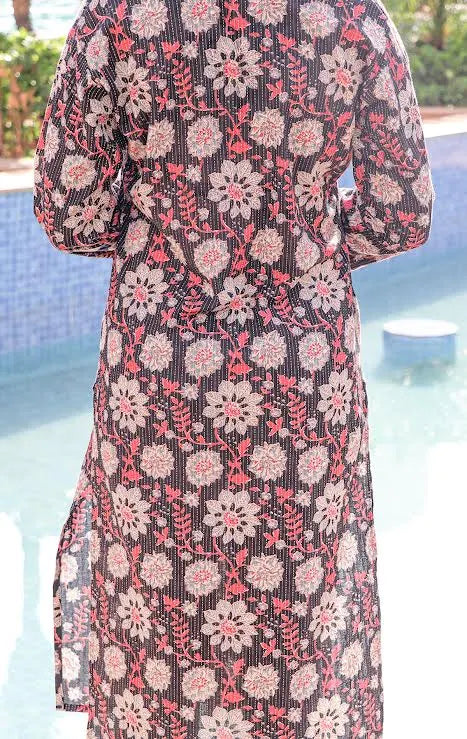 Ethnic Printed Katha Work Pure Cotton Kurti
