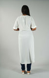 Solid White colour textured long Kurti