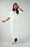 Solid White colour textured long Kurti