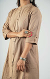 Katha Stitched Brown Solid Pure Cotton Co Ords Sets