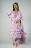 Thread Work Floral Printed Pure Cotton Suit Set with Dupatta
