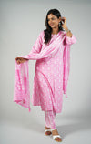Sequins Work Batik Printed Pure Cotton Suit Set with Dupatta