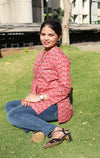 Ethnic Printed Mirror Work Pure Cotton Kurti