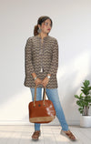 Ethnic Printed Mirror Work Pure Cotton Kurti