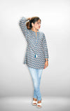 Ethnic Printed Mirror Work Pure Cotton Kurti