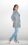 Ethnic Printed Mirror Work Pure Cotton Kurti