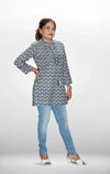Ethnic Printed Mirror Work Pure Cotton Kurti