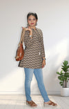 Ethnic Printed Mirror Work Pure Cotton Kurti