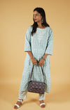 Block Printed Thread Work Pure Cotton Suit Set with Dupatta