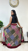 Vegetable Dyed Premium Cotton Ajrakh 6 Meter Flare Patch Work Madhuri Skirt