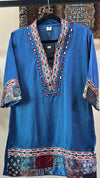 Ananya Mashru Silk Ajrakh Short Kurti with Hand Mirror Work