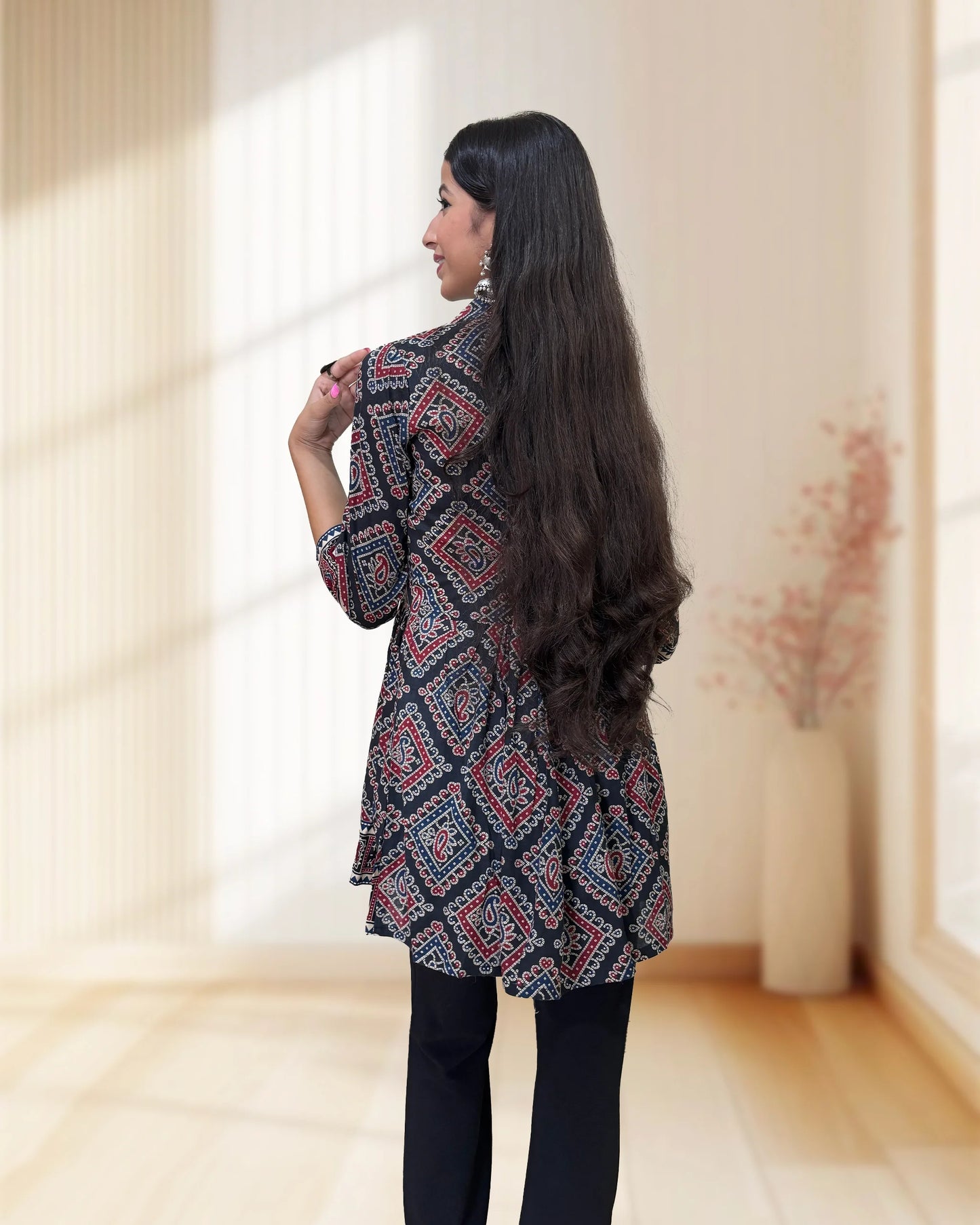 Deepika Ajrakh Short Kurti