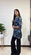 Suhana A Line Pure Mashru Silk Short Kurti With Hand Mirror Work