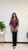 Suhana A Line Pure Mashru Silk Short Kurti With Hand Mirror Work