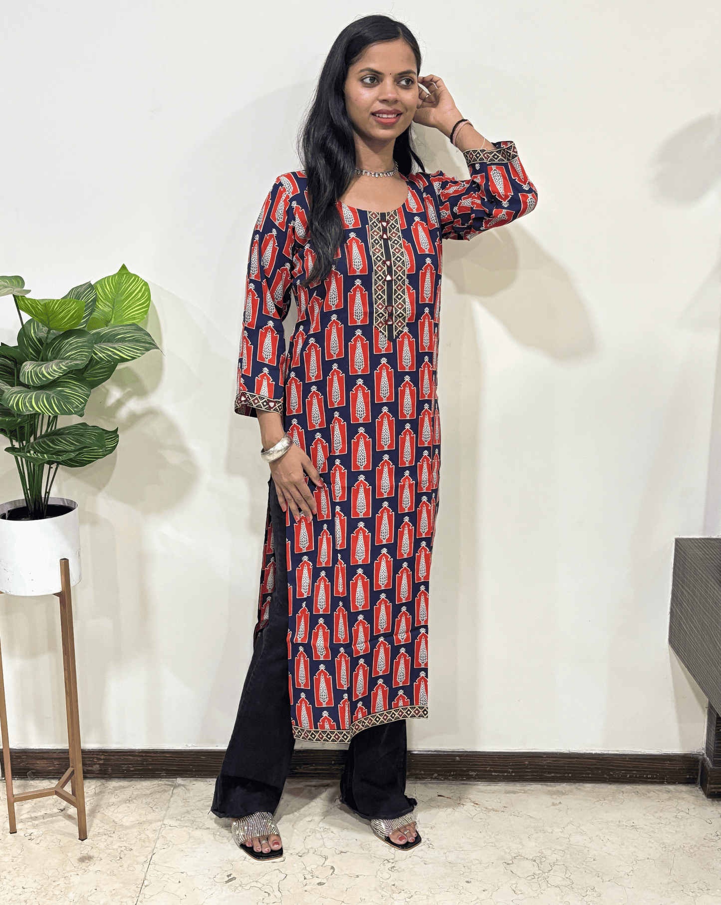 Urvi Ajrakh Long Kurti
