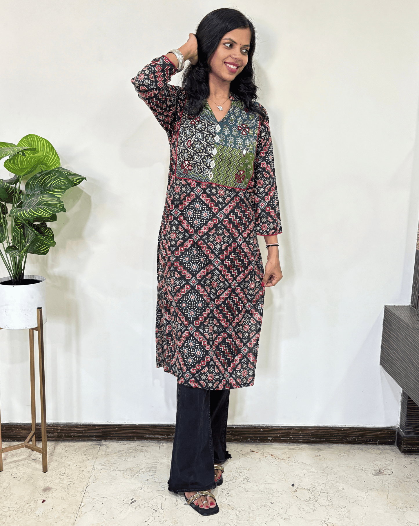 Niya Square Ajrakh Long Kurti