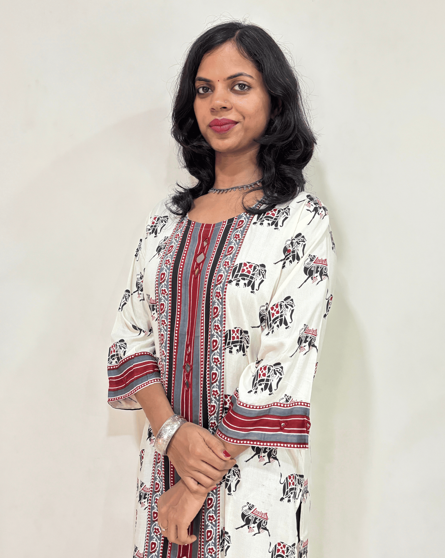 Chhavi White Panel Long Kurti