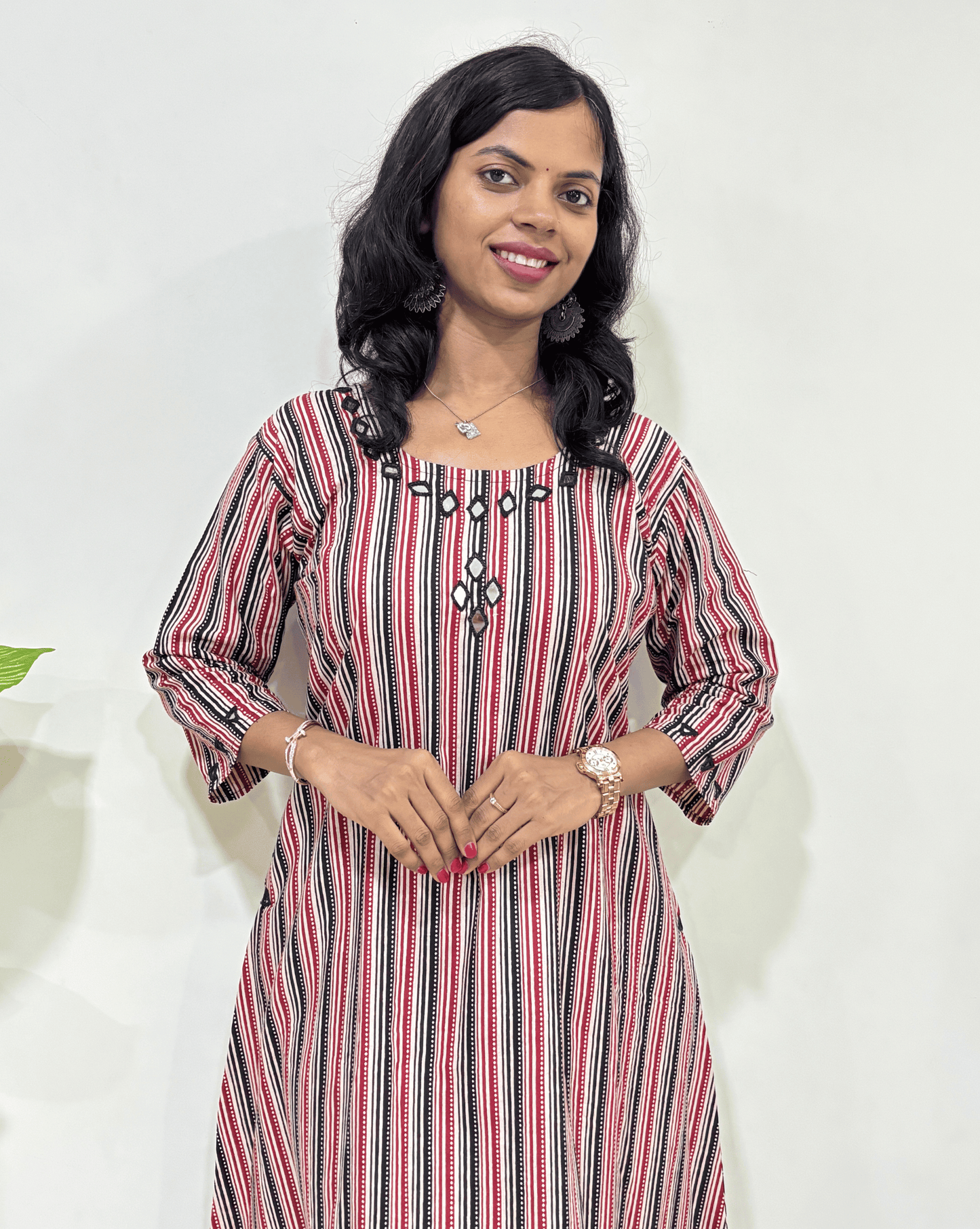 Tiya Strip-line Cotton One Peice