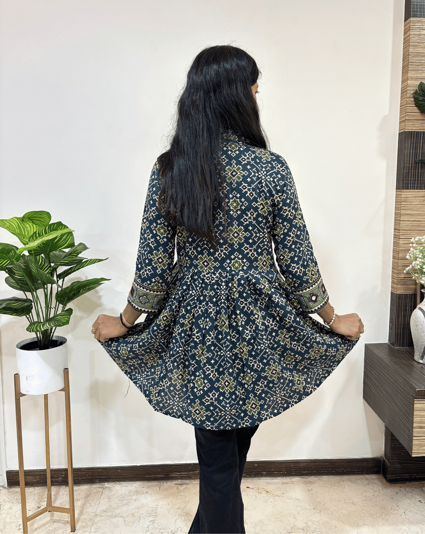 Deepika Ajrakh Patola Short Kurti