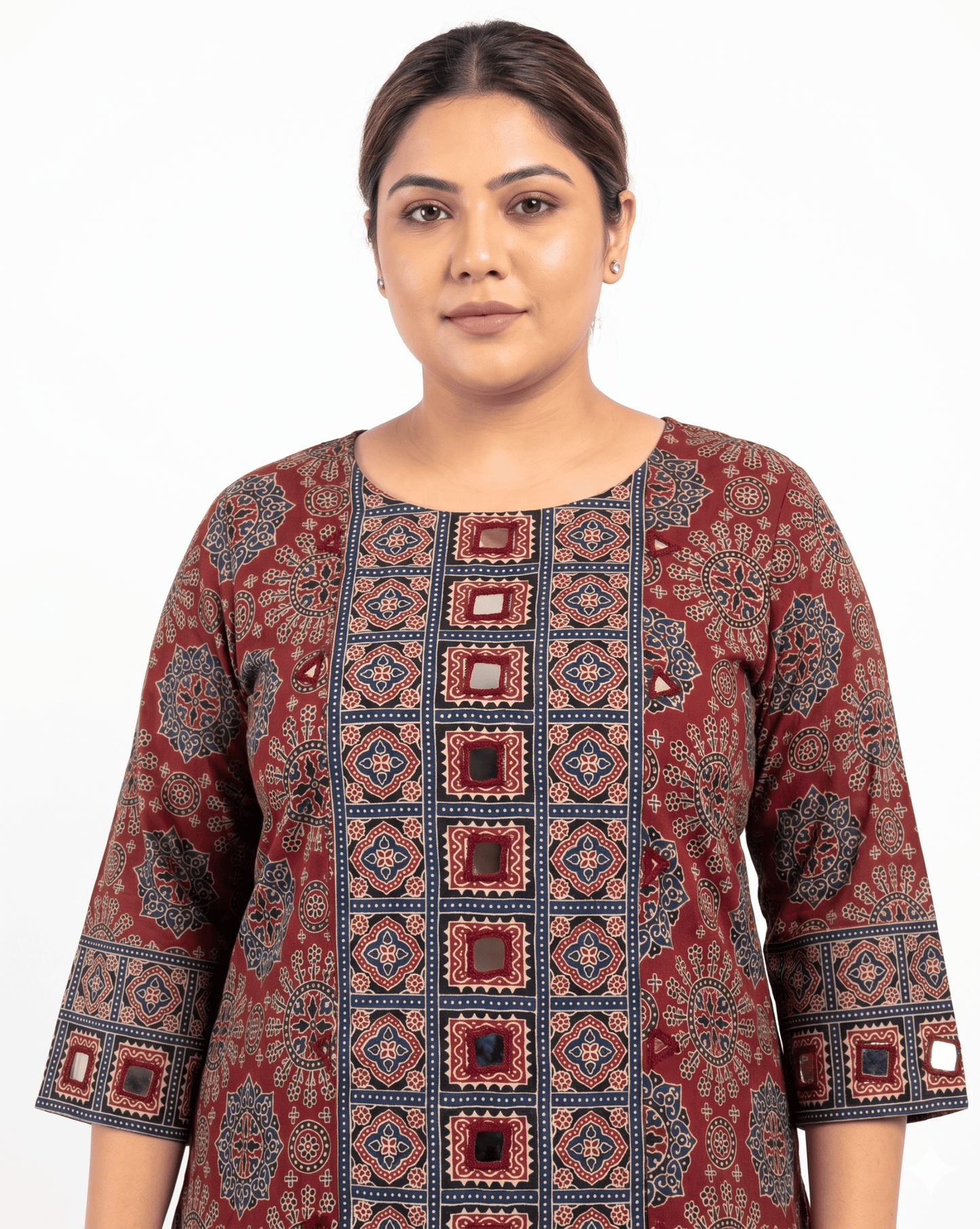 Rashmika Plus Size Ajarkh Short Kurti