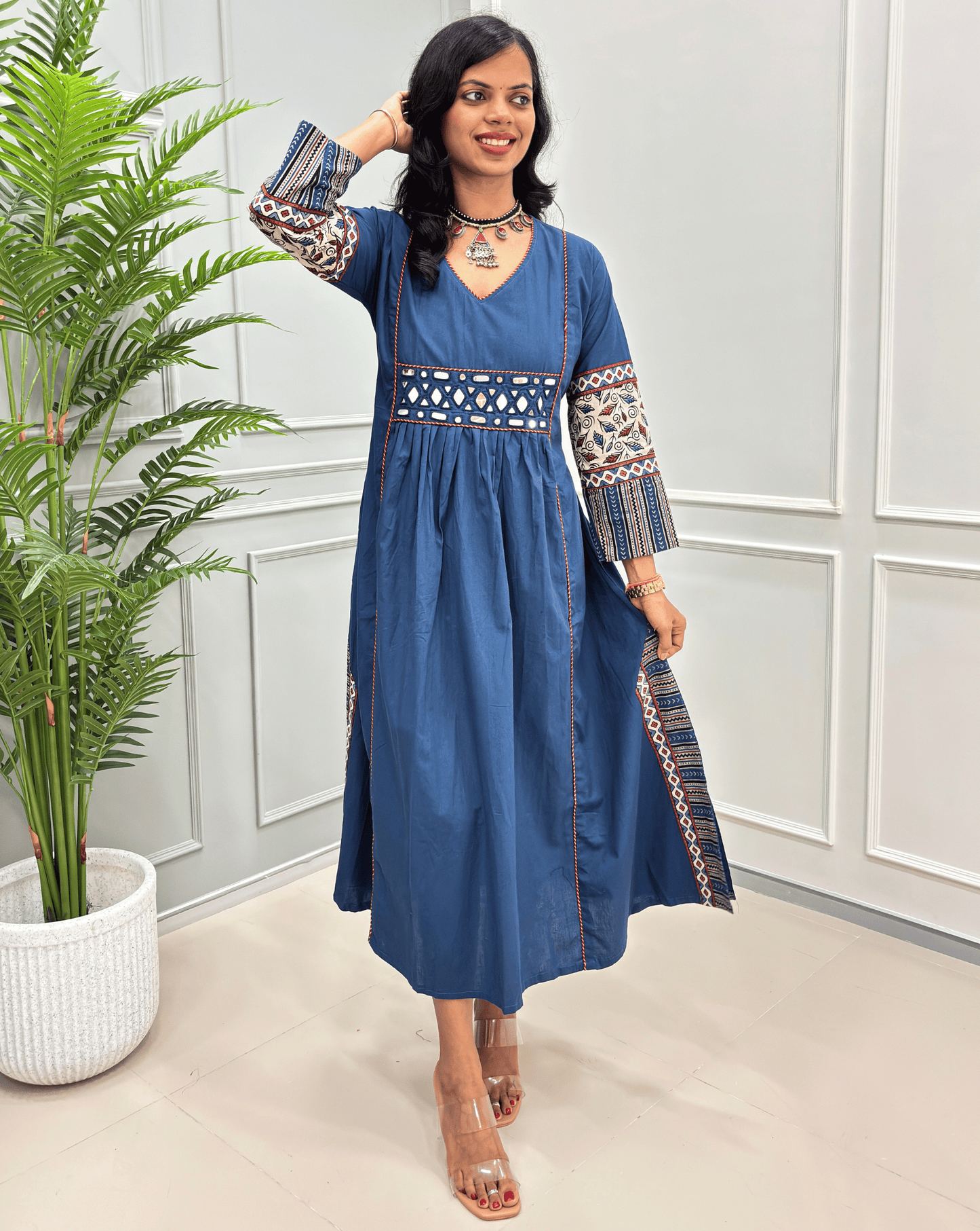 Jasmine Handblock Long Kurti