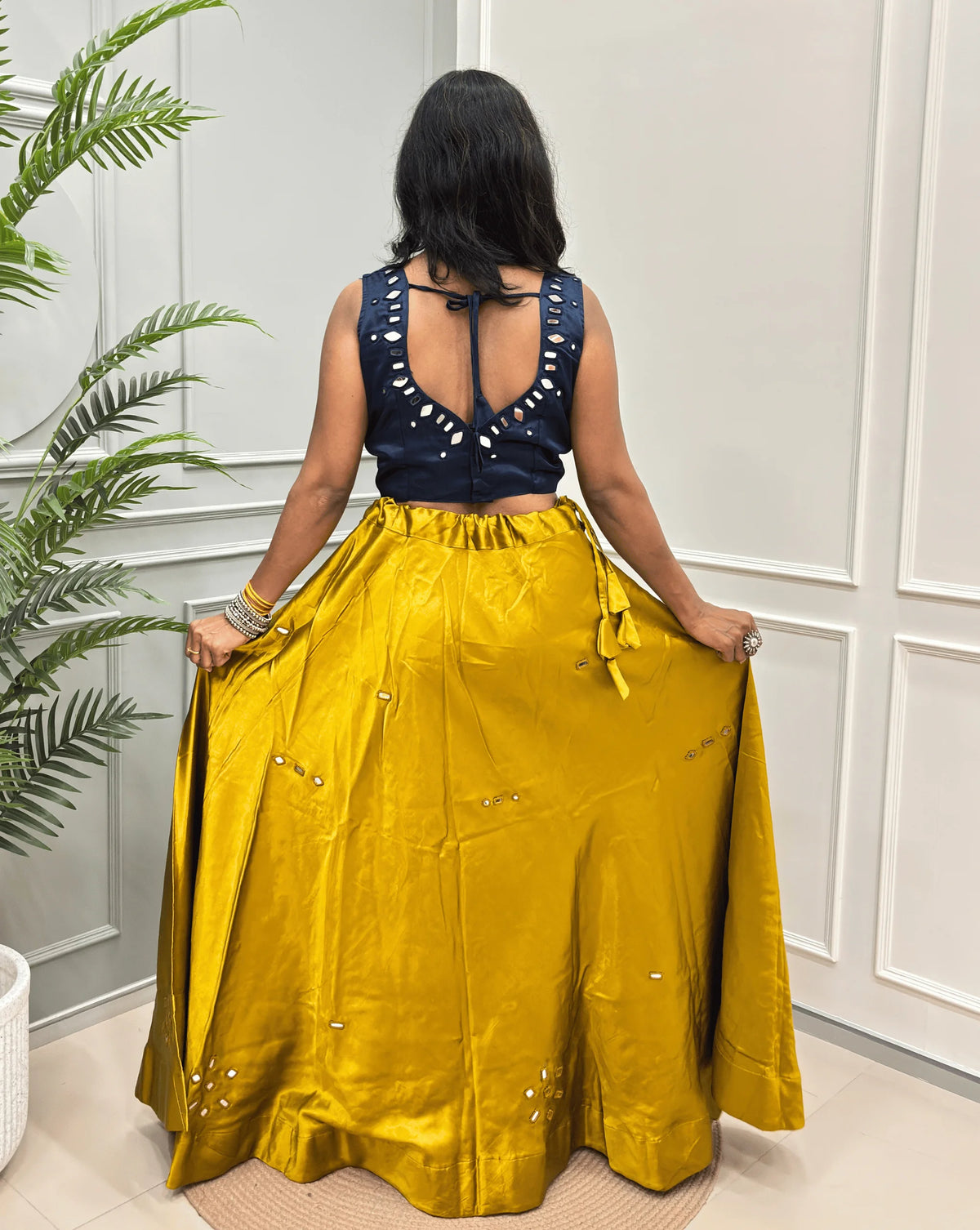 Rinkle Mashru Silk Flared Skirt