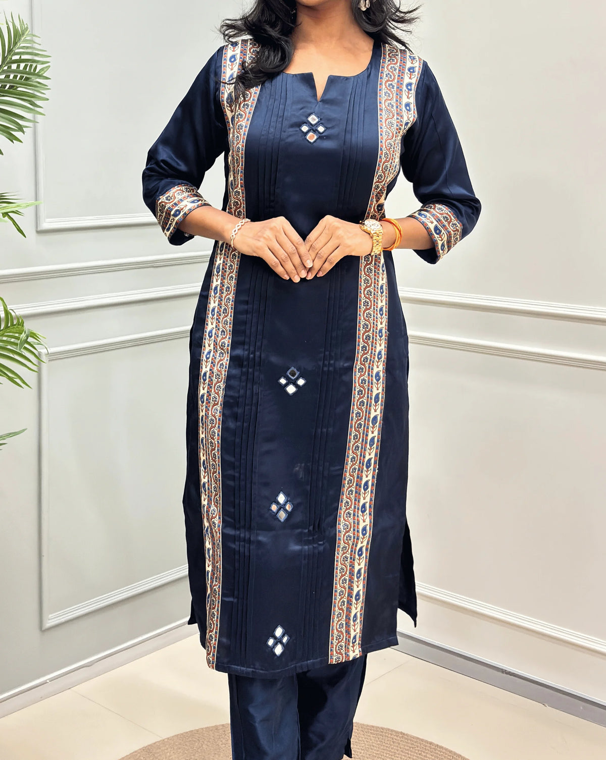 Mishti Mirror Work Mashru Silk Long Kurti