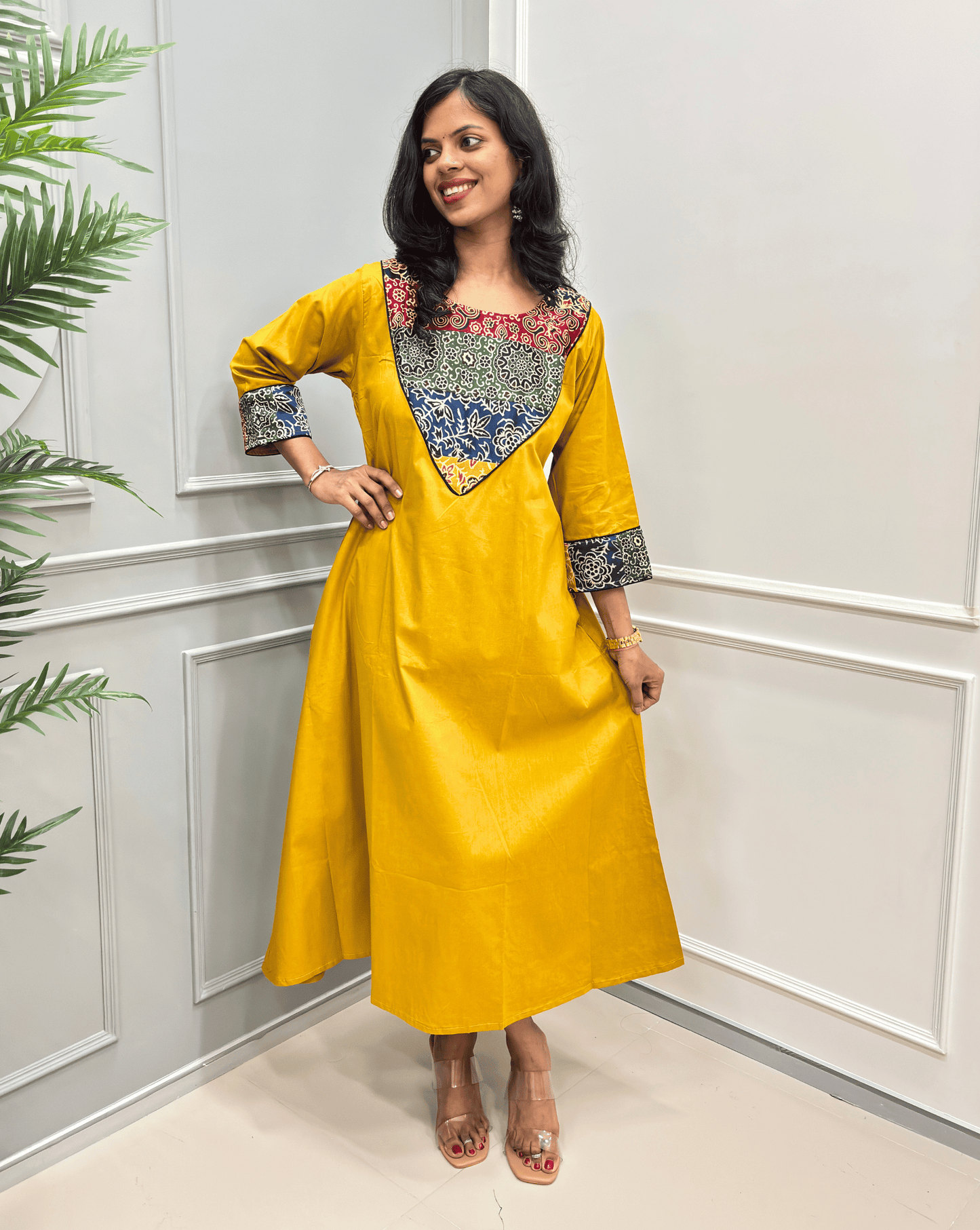 Tapsi Mashru Panel Ajrakh Kurti