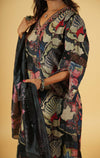 Sequins work Pure Muslin Designer Suit Set with Organza Dupatta
