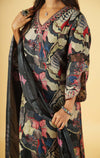 Sequins work Pure Muslin Designer Suit Set with Organza Dupatta