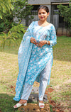 Sequins Work Block Printed Pure Cotton Suit Set with Dupatta