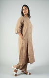 Katha Stitched Brown Solid Pure Cotton Co Ords Sets