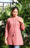 Ethnic Printed Mirror Work Pure Cotton Kurti