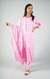 Sequins Work Batik Printed Pure Cotton Suit Set with Dupatta