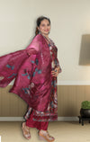 Sequins work Pure Muslin Designer Suit Set with Organza Dupatta