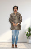Ethnic Printed Mirror Work Pure Cotton Kurti