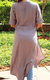 Solid grey colour textured long Kurti