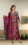 Sequins work Pure Muslin Designer Suit Set with Organza Dupatta
