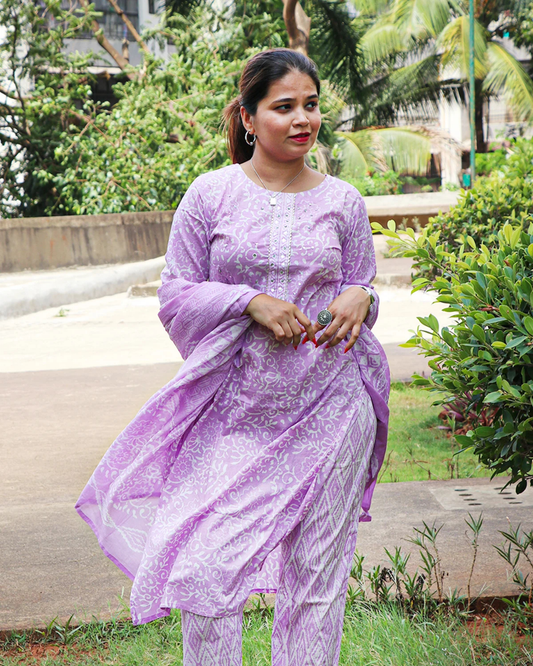 Premium Jaipuri Cotton Kurti Set with Dupatta