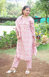Mirror Work Floral Printed Pure Cotton Suit Set with Dupatta