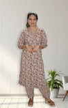 Mirror Work Floral Printed Pure Cotton Kurti set
