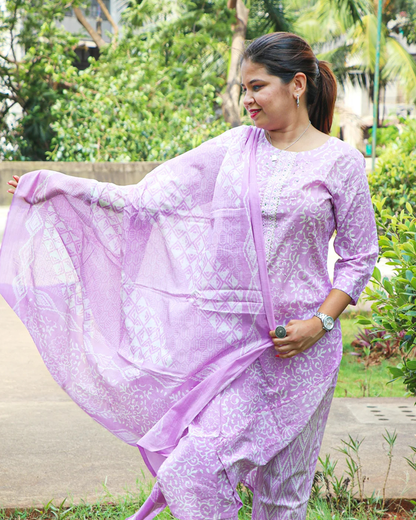 Premium Jaipuri Cotton Kurti Set with Dupatta