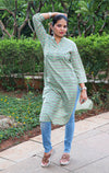 Ethnic Printed Sequins Work Pure Cotton Kurti