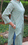 Ethnic Printed Sequins Work Pure Cotton Kurti