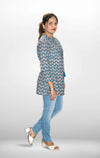 Ethnic Printed Mirror Work Pure Cotton Kurti