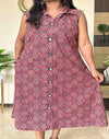 Ajrakh Kiara A-line Long Kurti with Mirror Work