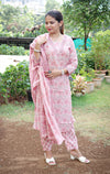 Mirror Work Floral Printed Pure Cotton Suit Set with Dupatta