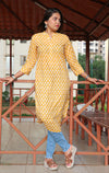 Ethnic Printed Sequins Work Pure Cotton Kurti