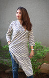 Ethnic Printed Sequins Work Pure Cotton Kurti